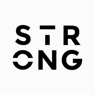 Black text 'STRONG' on a white background